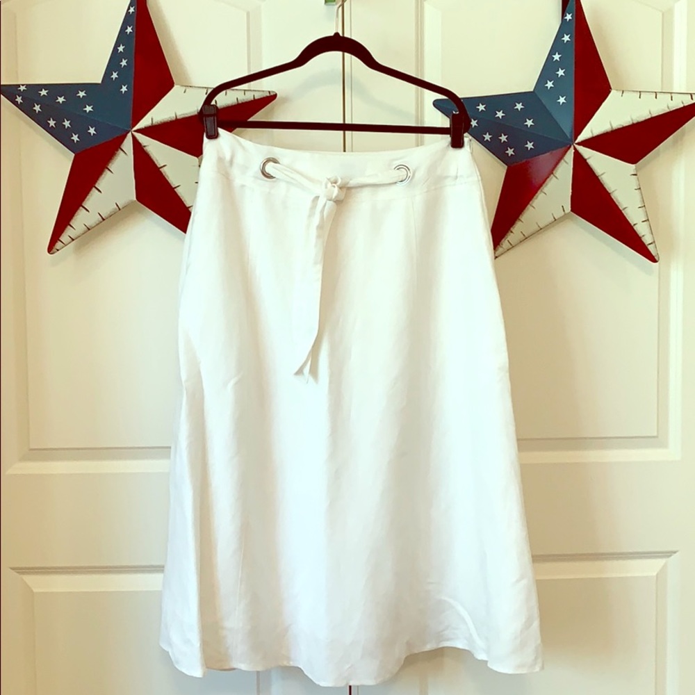 ASHLEY STEWART White Linen Skirt